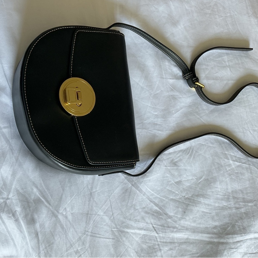 NWOT Elegant Black Leather Crossbody Bag
